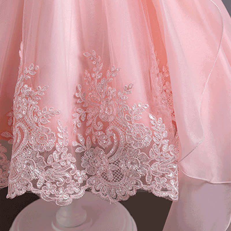 Organza Lace Bow Rosette Short Sleeve Maxi Dresses - image 25