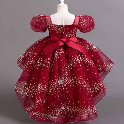 Mesh Irregular Craftsmanship Short Sleeve Long Dresses - image 12