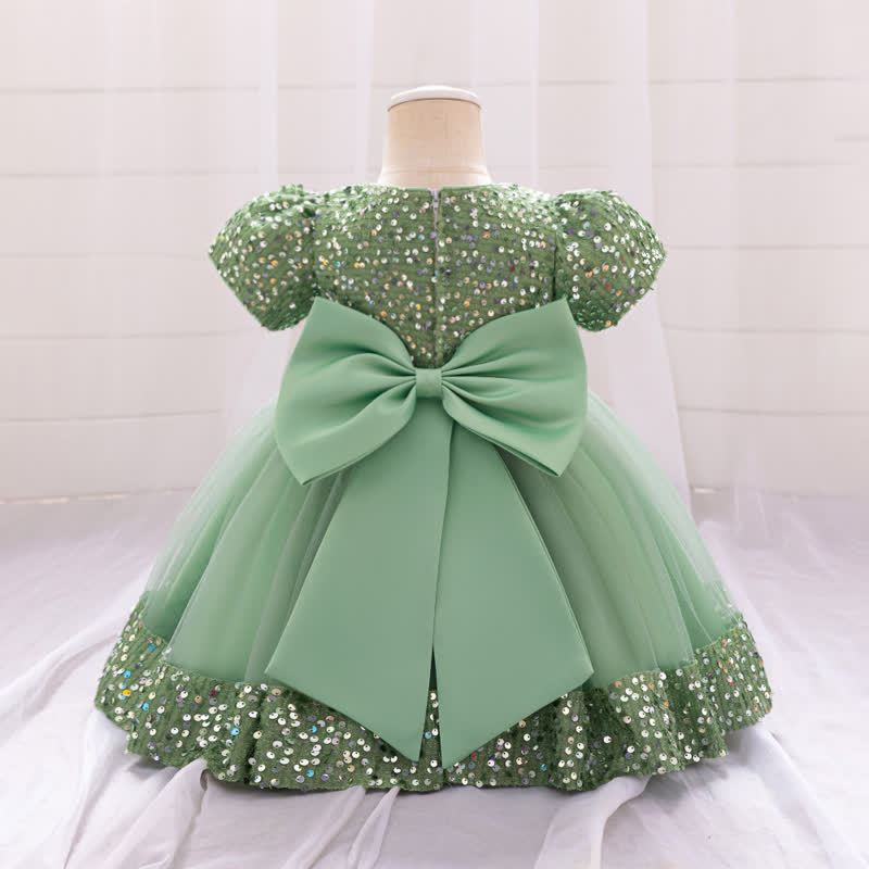 Sequins & Mesh Bow Sequins Short Sleeve Mid-long Dresses - image 43