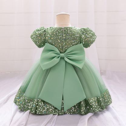 Sequins & Mesh Bow Sequins Short Sleeve Mid-long Dresses - image 43