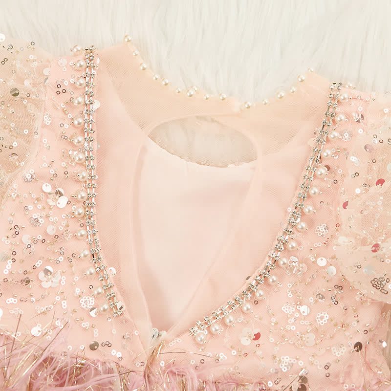 Beaded Tassel Puff Sleeve Mid-long Dresses - image 7