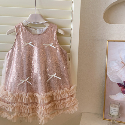 [Archive Sale] Sequins Bow Folds Sequins Sleeveless Mid-long Dresses - image 14