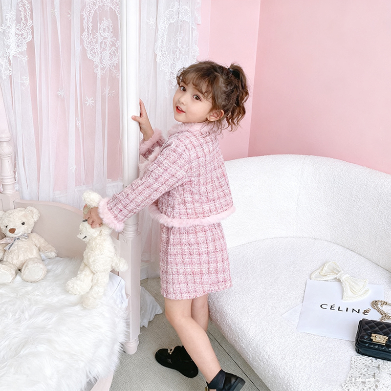 Tweed Feather-trimmed Long Sleeve Regular Dresses&two-piece Set - image 5