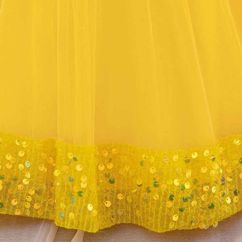 Sequins & Mesh Bow Sequins Short Sleeve Mid-long Dresses - image 31