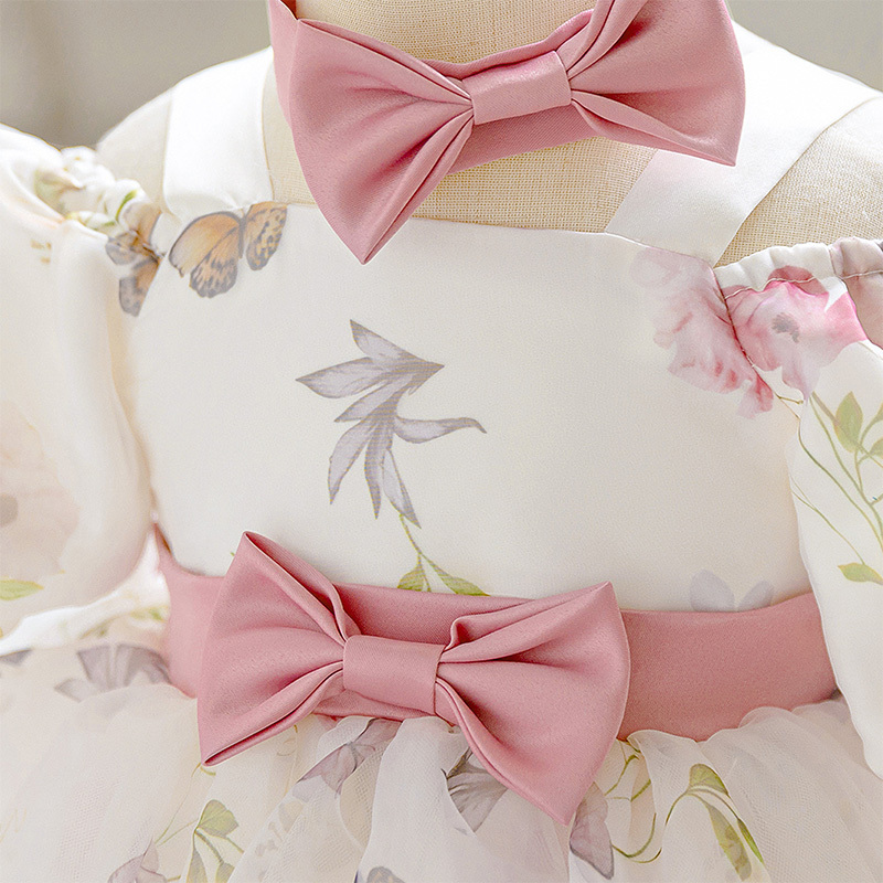 Organza Bow Printing Short Sleeve Midi Dresses - image 5