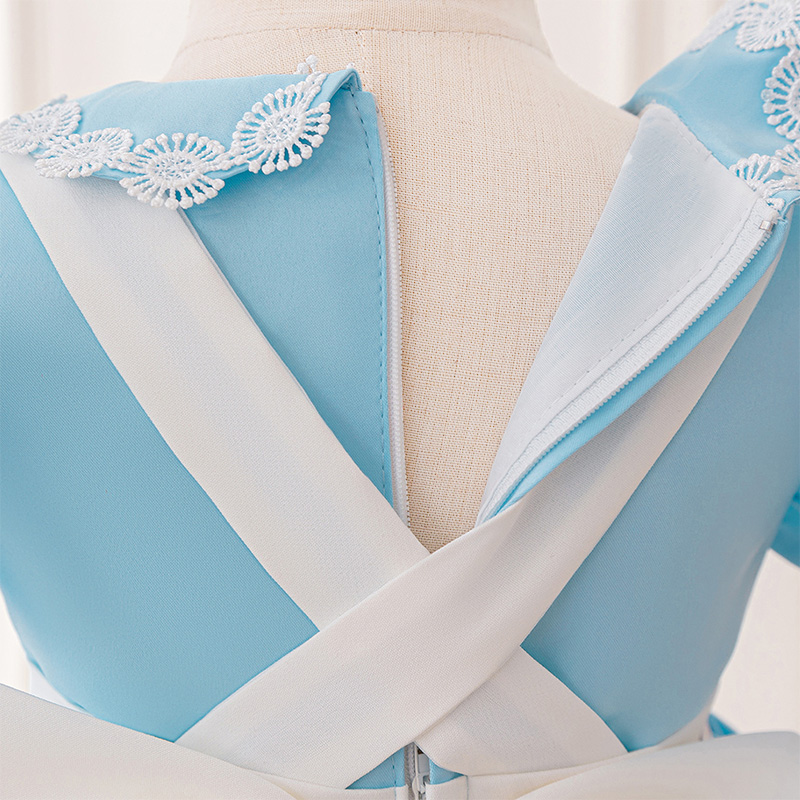 Satin Bow Lace Short Sleeve Midi Dresses - image 9