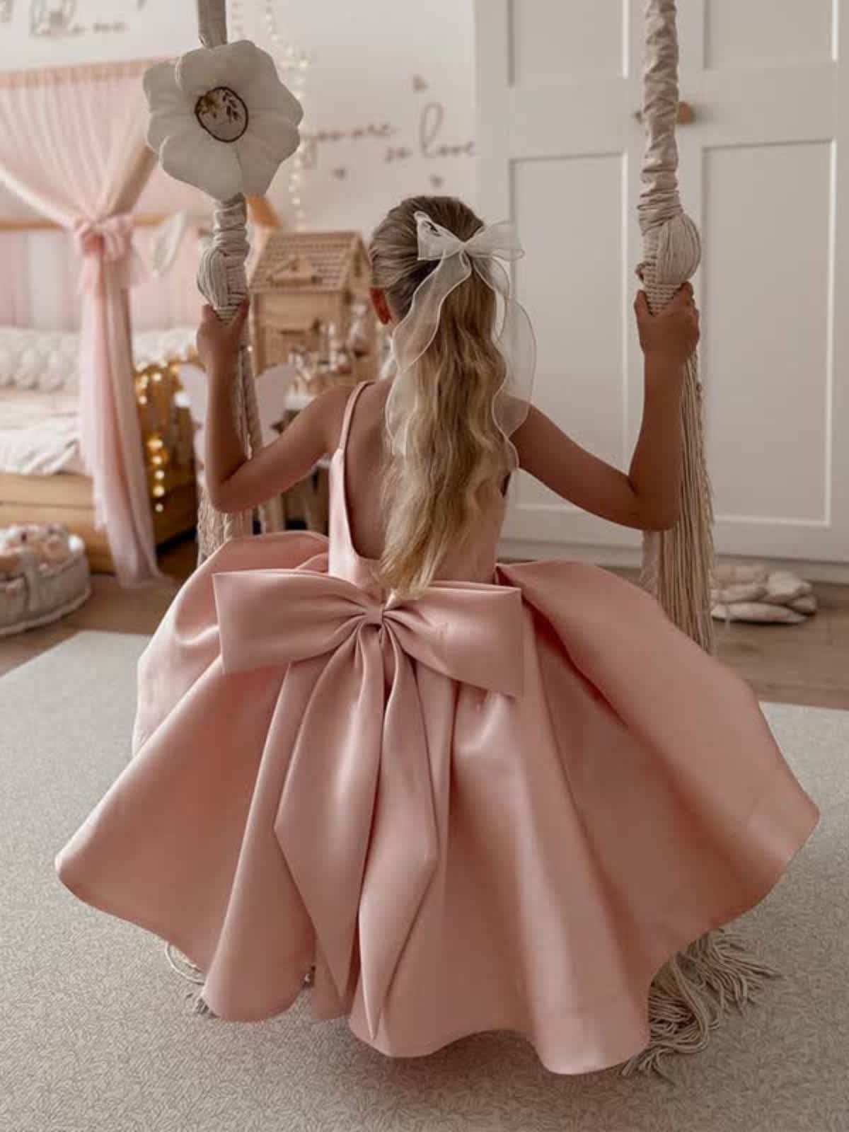 Satin Bow Sleeveless Mid-long Dresses - image 13