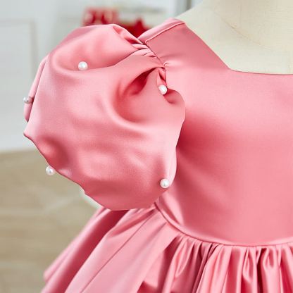 Satin Bow Short Sleeve Midi Dresses - image 4