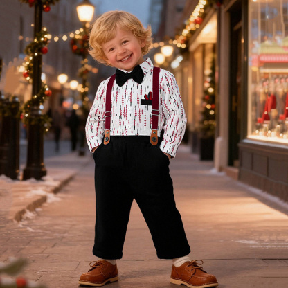 Cotton Bow Overalls Long Sleeve Regular 3-piece Formal Suit - image 18