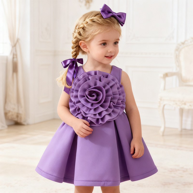 Scuba Knit Rosette Sleeveless Regular Dresses - image 24