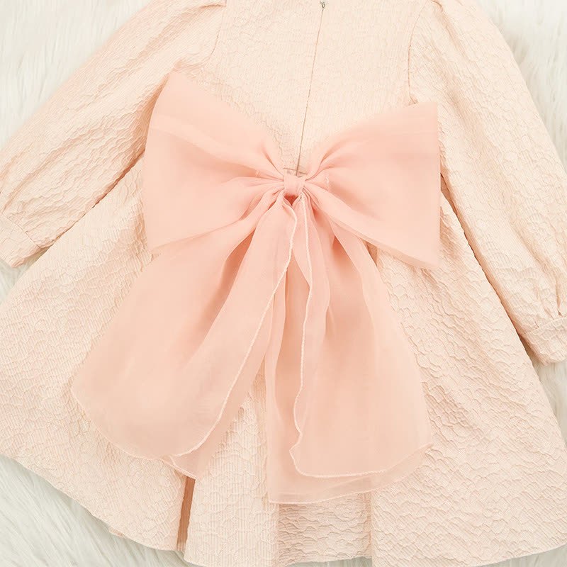 [Archive Sale] Jacquard Bow Long Sleeve Mid-long Dresses - image 7