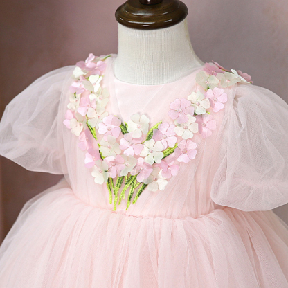 Mesh Rosette Short Sleeve Short Dresses - image 5