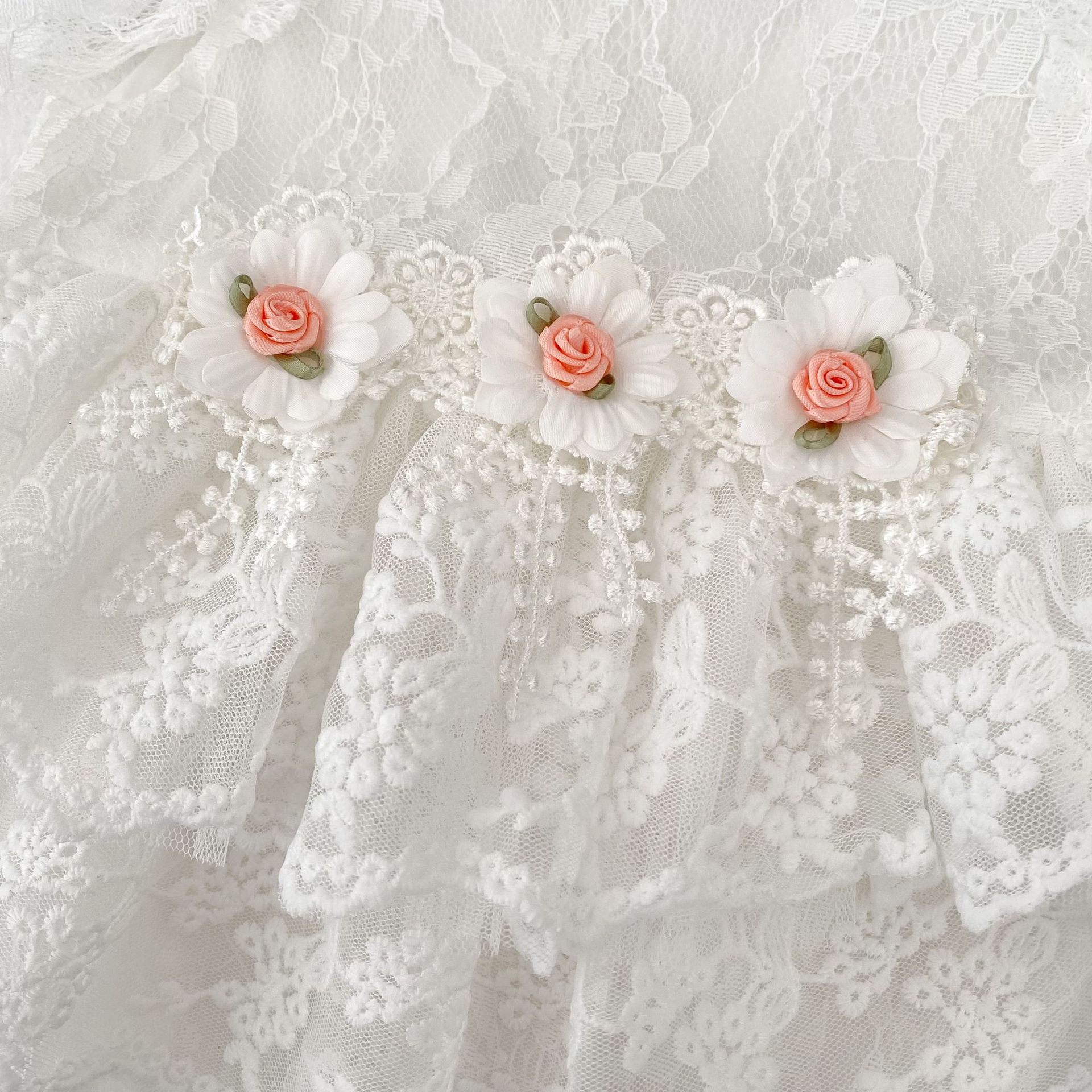 Lace Rosette Cap Sleeve Shorts Bodysuit - image 13
