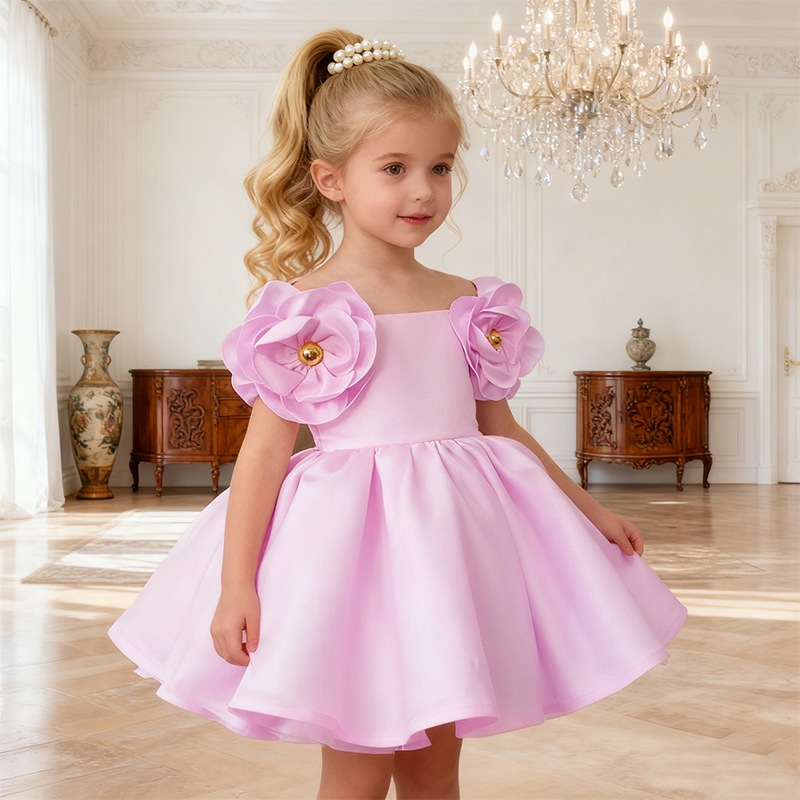 Satin Rosette Sleeveless Regular Dresses - image 4