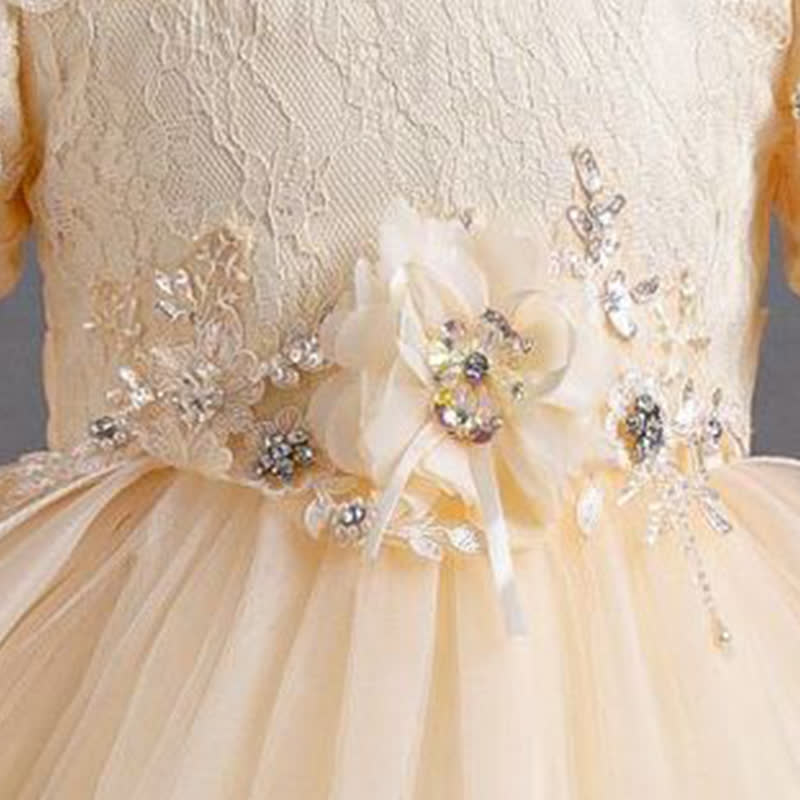 Organza Lace Bow Rosette Short Sleeve Maxi Dresses - image 14