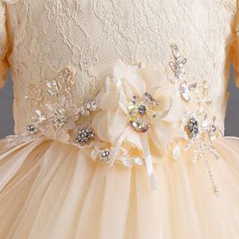 Organza Lace Bow Rosette Short Sleeve Maxi Dresses - image 14