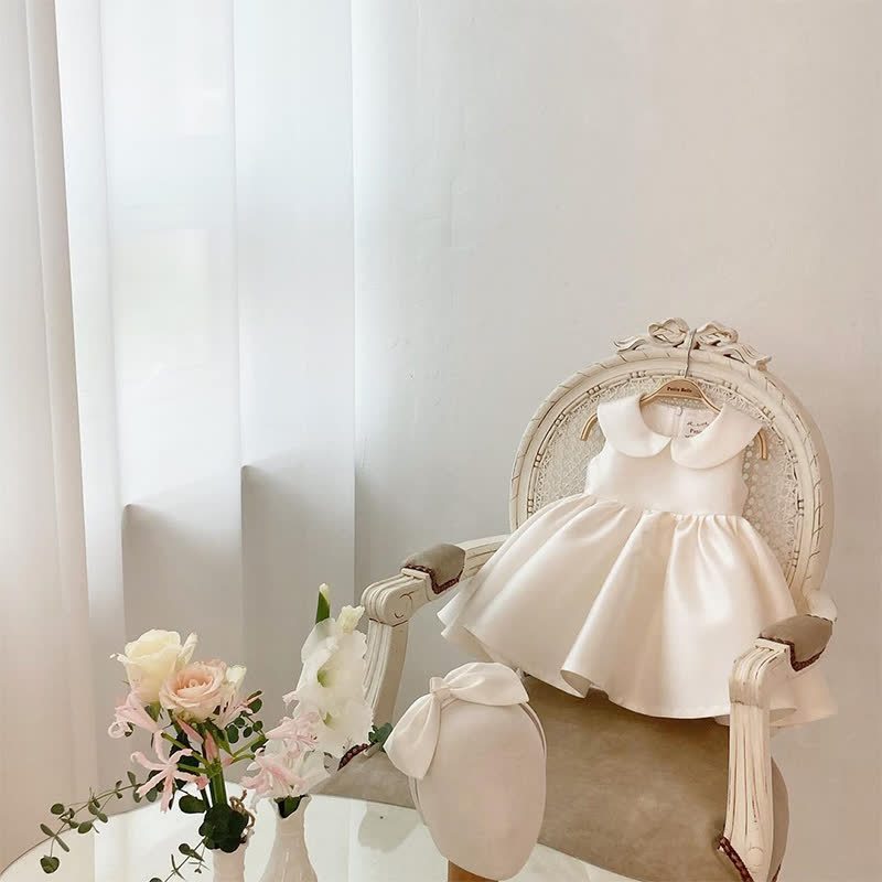 Mesh Bow Sleeveless Midi Dresses - White - 9-10Y - image 4