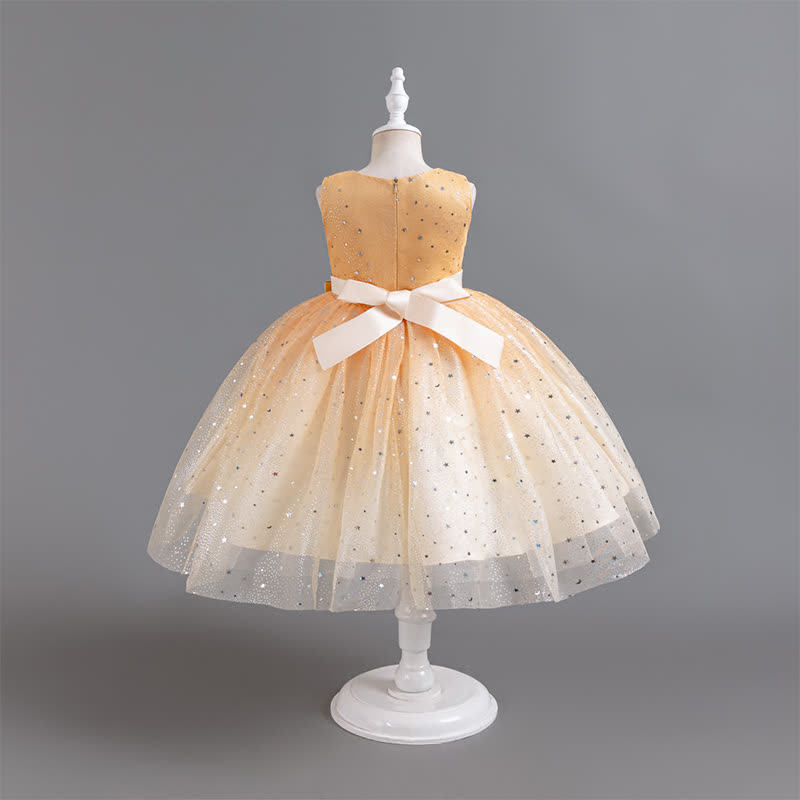 Polyester Cotton Bow Glitter Sleeveless Mid-long Dresses - image 19