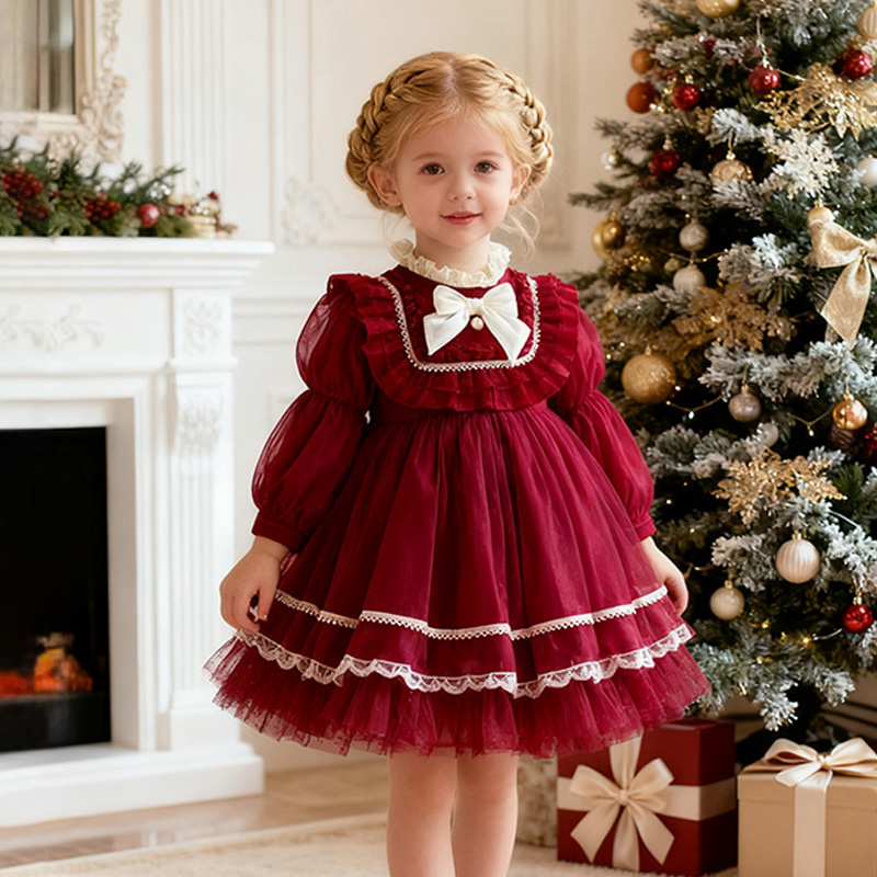 Cotton Folds Lace Long Sleeve Mid-long Dresses - image 10