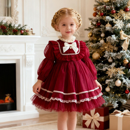 Cotton Folds Lace Long Sleeve Mid-long Dresses - image 10