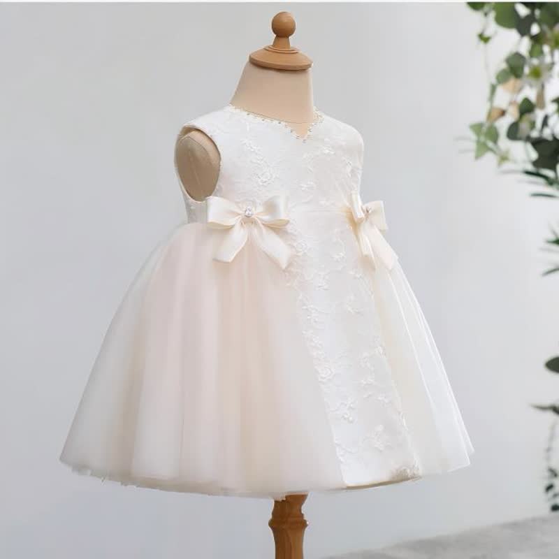 Lace Bow Folds Sleeveless Midi Dresses - image 3