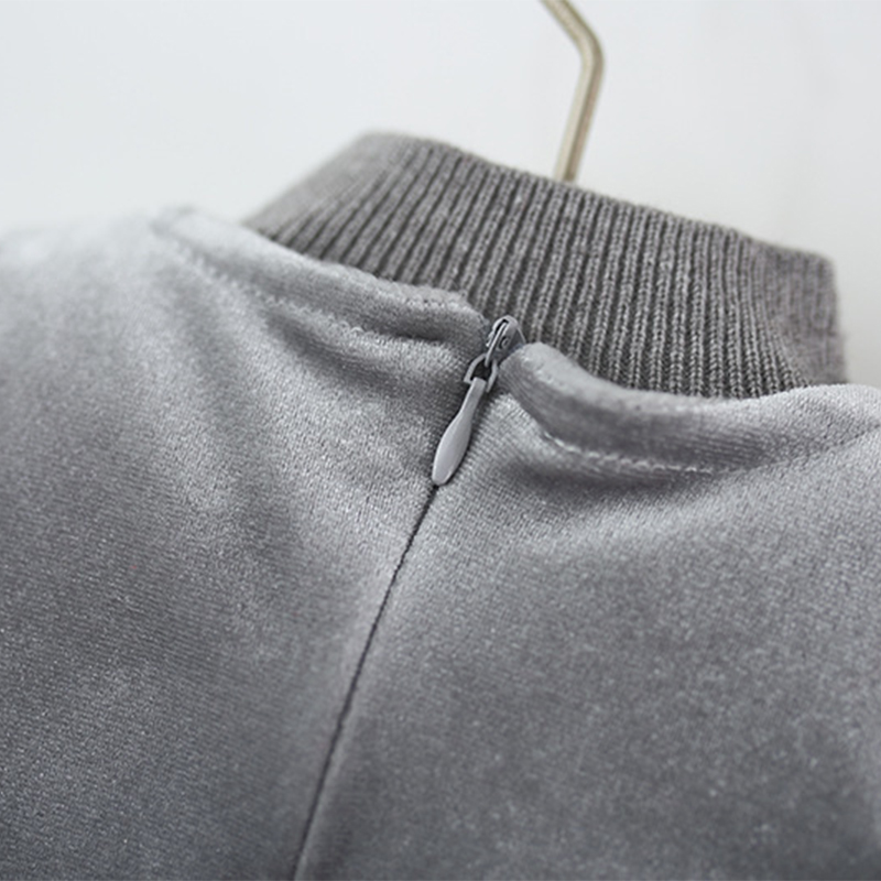 [Archive Sale] Velvet Feather-trimmed Fleece Long Sleeve Mid-long Two-piece Set - image 8