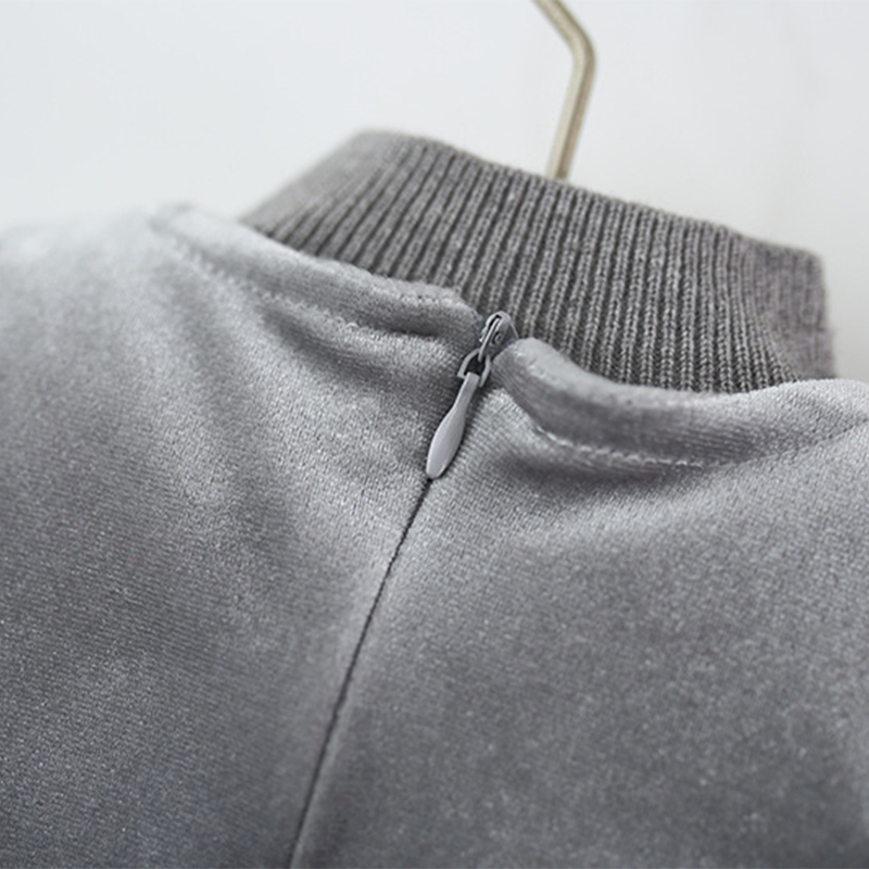 [Archive Sale] Velvet Feather-trimmed Fleece Long Sleeve Mid-long Two-piece Set - image 8