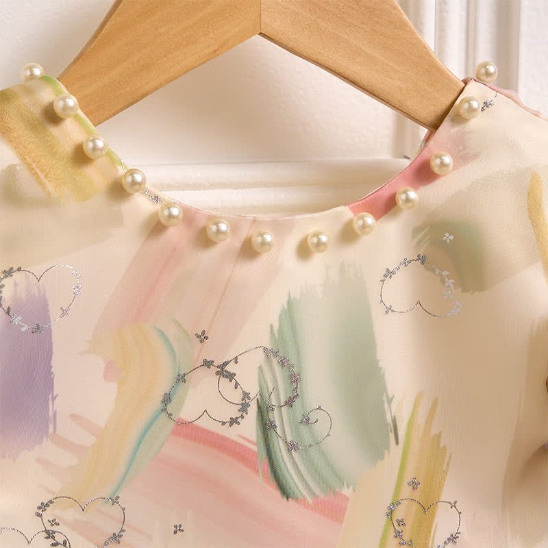 [Archive Sale] Organza Bow Pearl Short sleeve Midi Dresses - image 9