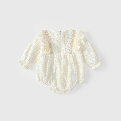 [Archive Sale] Nylon Folds Lace Edge Bow Long Sleeve Regular Bodysuit - image 7