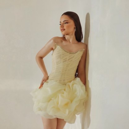 Women Organza Rosette Sleeveless Short Dresses - image 2