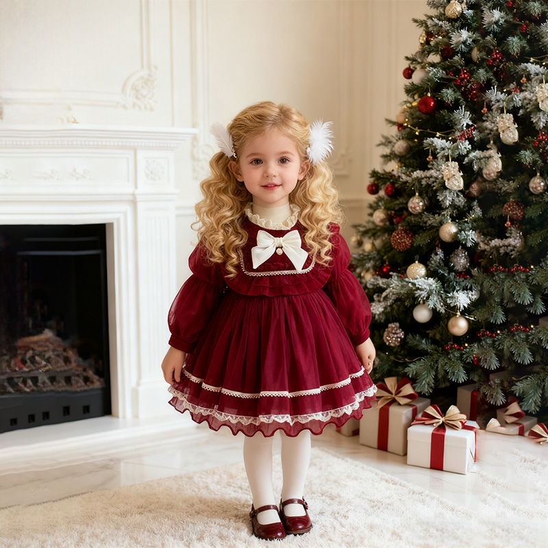 Cotton Folds Lace Long Sleeve Mid-long Dresses - image 11