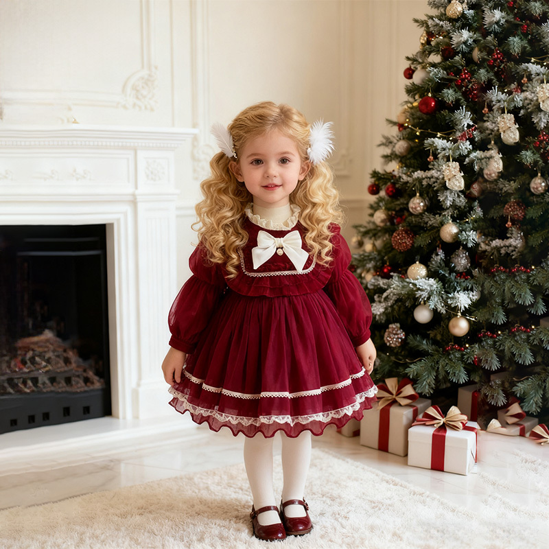 Cotton Folds Lace Long Sleeve Mid-long Dresses - image 11