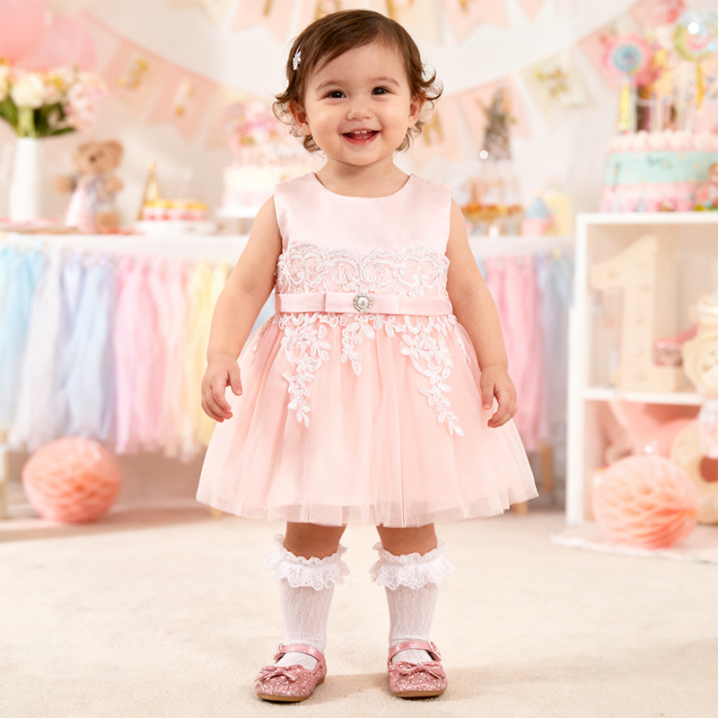 Satin Imitation Pearls Bow Sleeveless Mid-long Dresses - image 3