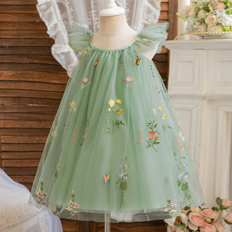 Mesh Floral-embroidered Cap Sleeve Midi Dresses - image 3