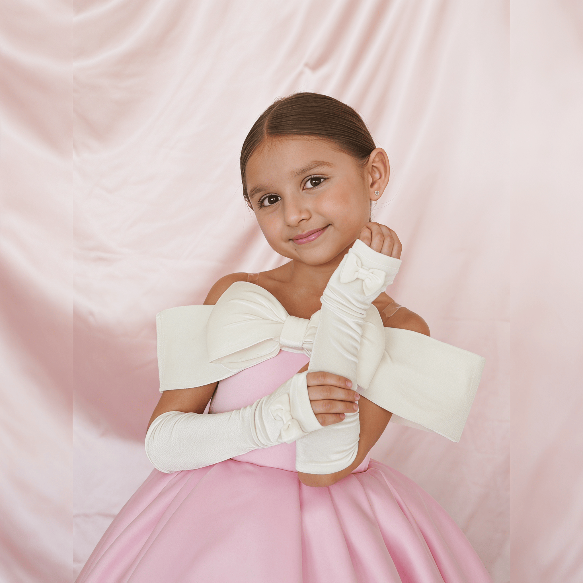 Satin Bow With Gloves  Dresses - image 6