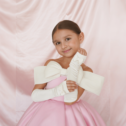Satin Bow With Gloves  Dresses - image 6