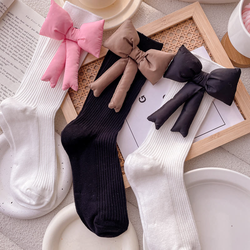 Solid With Bow Socks - image 4