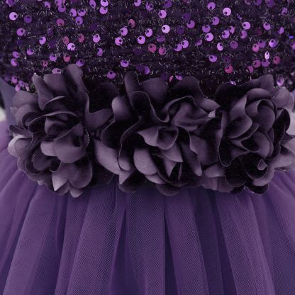 Sequins & Mesh Bow Sequins Short Sleeve Mid-long Dresses - image 71