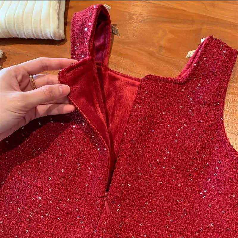 Woolen Bow Sleeveless Midi Dresses - image 4