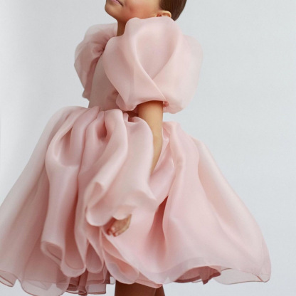 Organza Backless Short Sleeve Midi Dresses - image 6