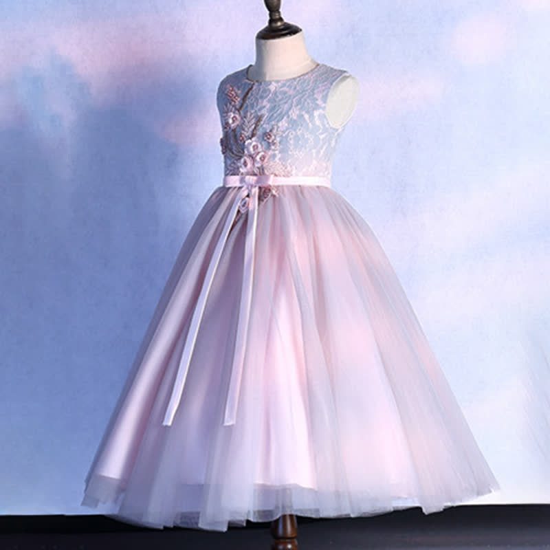 Mesh Applique Cap Sleeveless Maxi Dresses - image 4