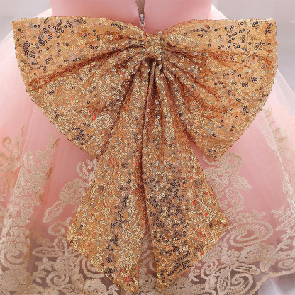 Mesh Lace Glitter Bow Lace Sequins Sleeveless Midi Dresses - image 7