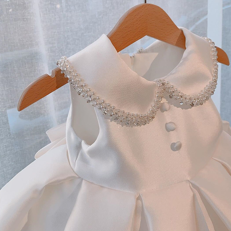 Satin Panel Pearl Midi Dresses - image 6