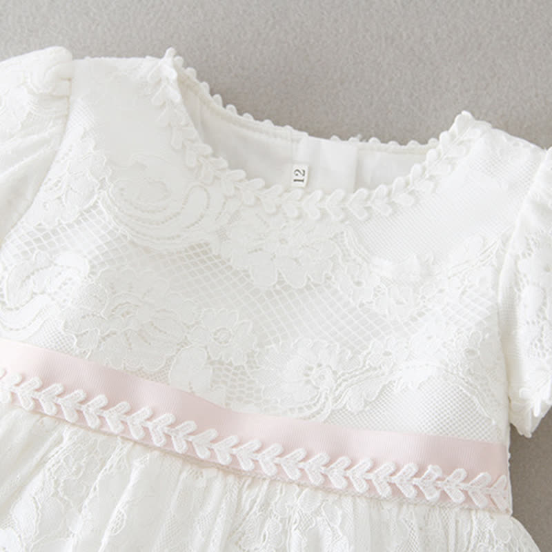 Lace Sash Short Sleeve Maxi Dresses - image 4