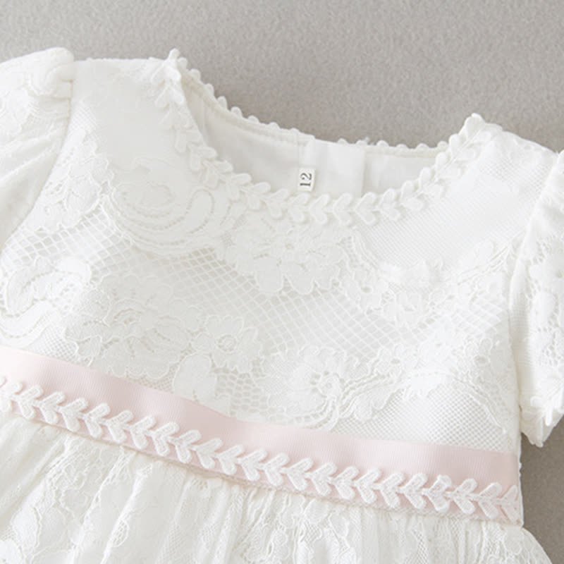 Lace Sash Short Sleeve Maxi Dresses - image 4