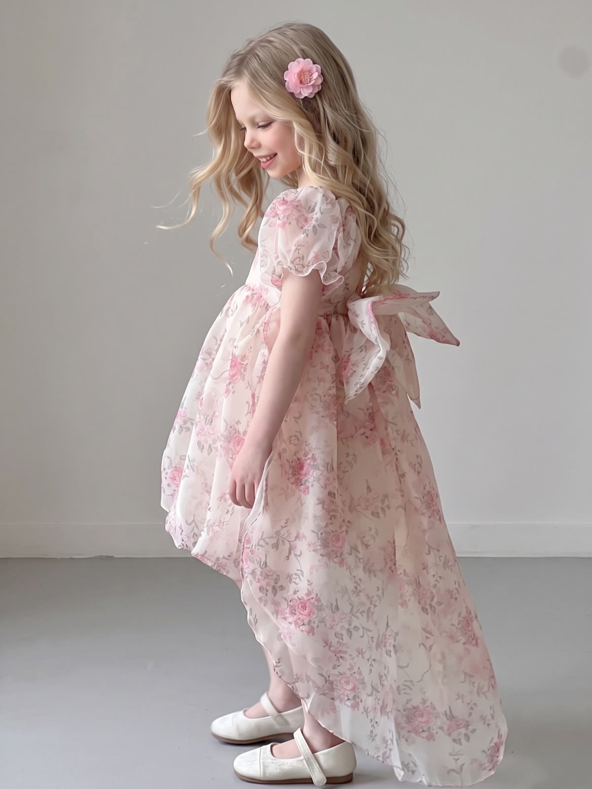 Chemical Fiber Blend Bow Short Sleeve Midi Dresses - image 6