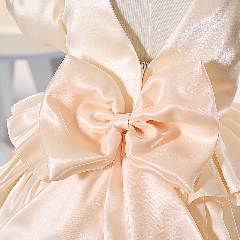 Satin Bow Folds Short Sleeve Midi Dresses - image 7
