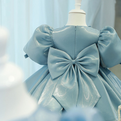 Chemical Fiber Blend Bow Short Sleeve Midi Dresses - image 7