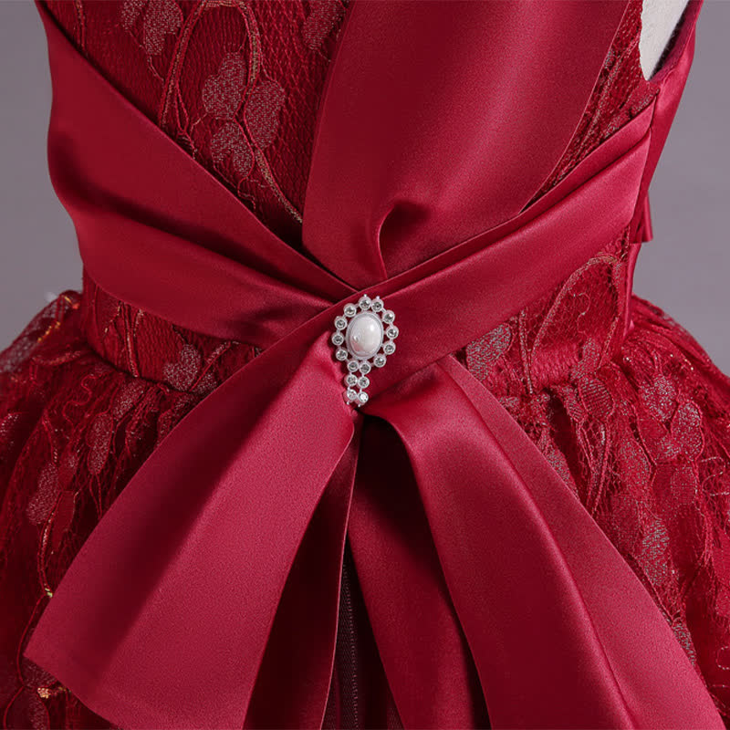 Satin Lace Bow Sleeveless Mid-long Dresses - image 22