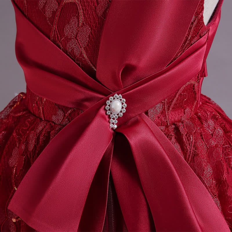 Satin Lace Bow Sleeveless Mid-long Dresses - image 22